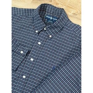 Ralph Lauren Blake Fit Plaid Button Down Shirt Mens XL Blue Cotton Casual